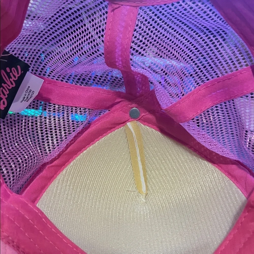Barbie Pink and White Hat with Graphic Design